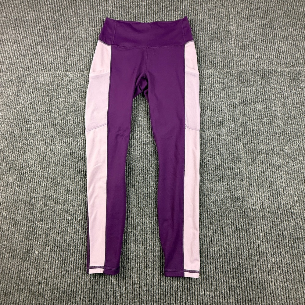 Fabletics PowerHold - Size Unknown -High Waisted Colorblock Leggings Purple Pink